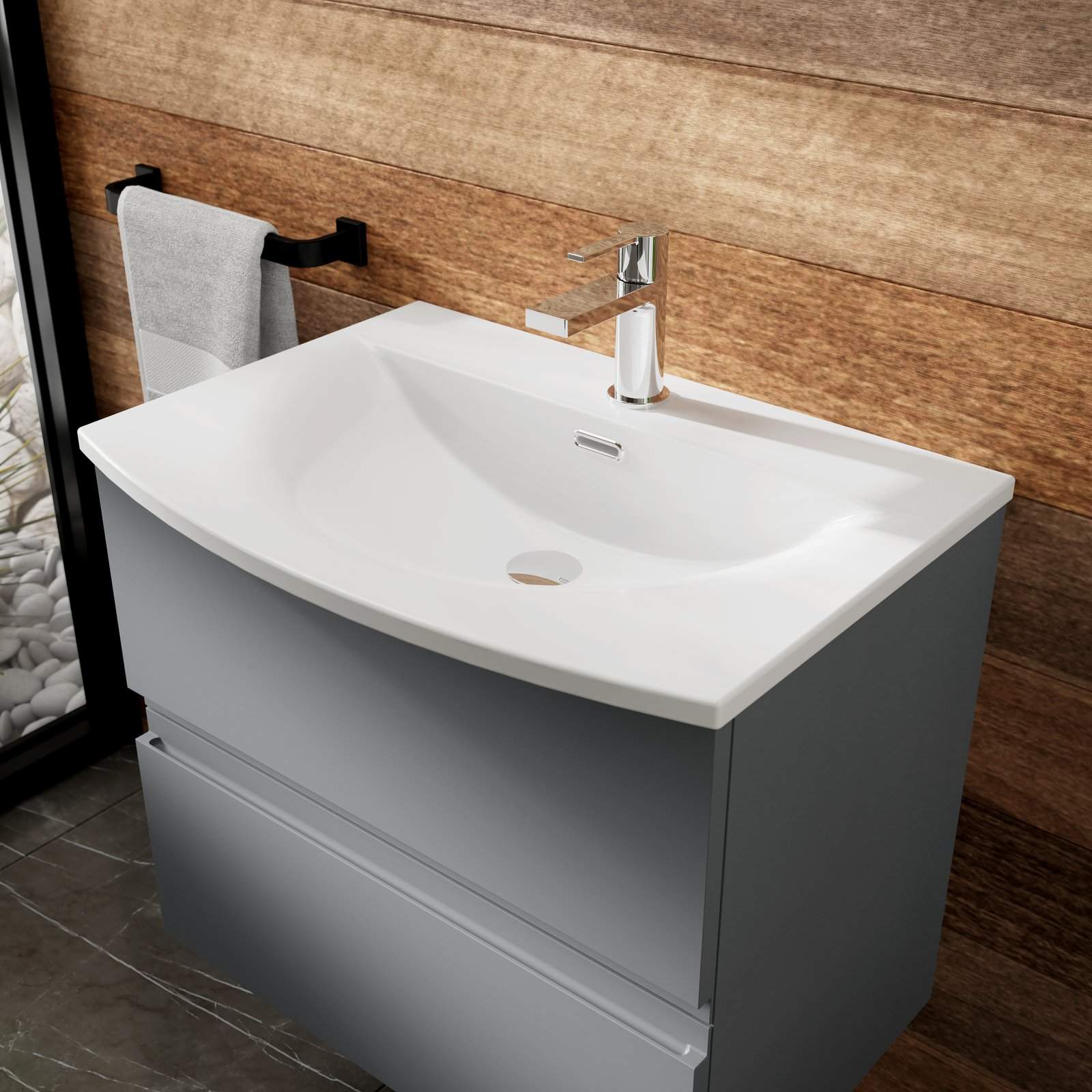 500 W/H 2-Drawer Unit & Basin 4 - Satin Grey