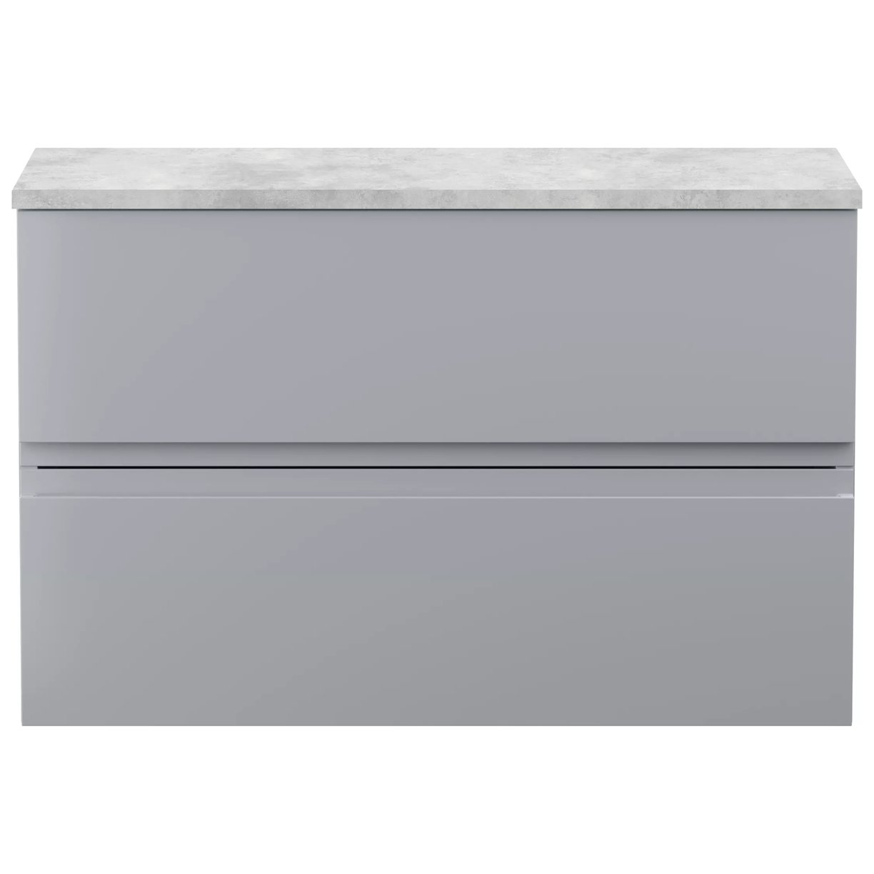 800Mm Wall Hung 2-Drawer Vanity Unit & Grey Worktop - Satin Grey