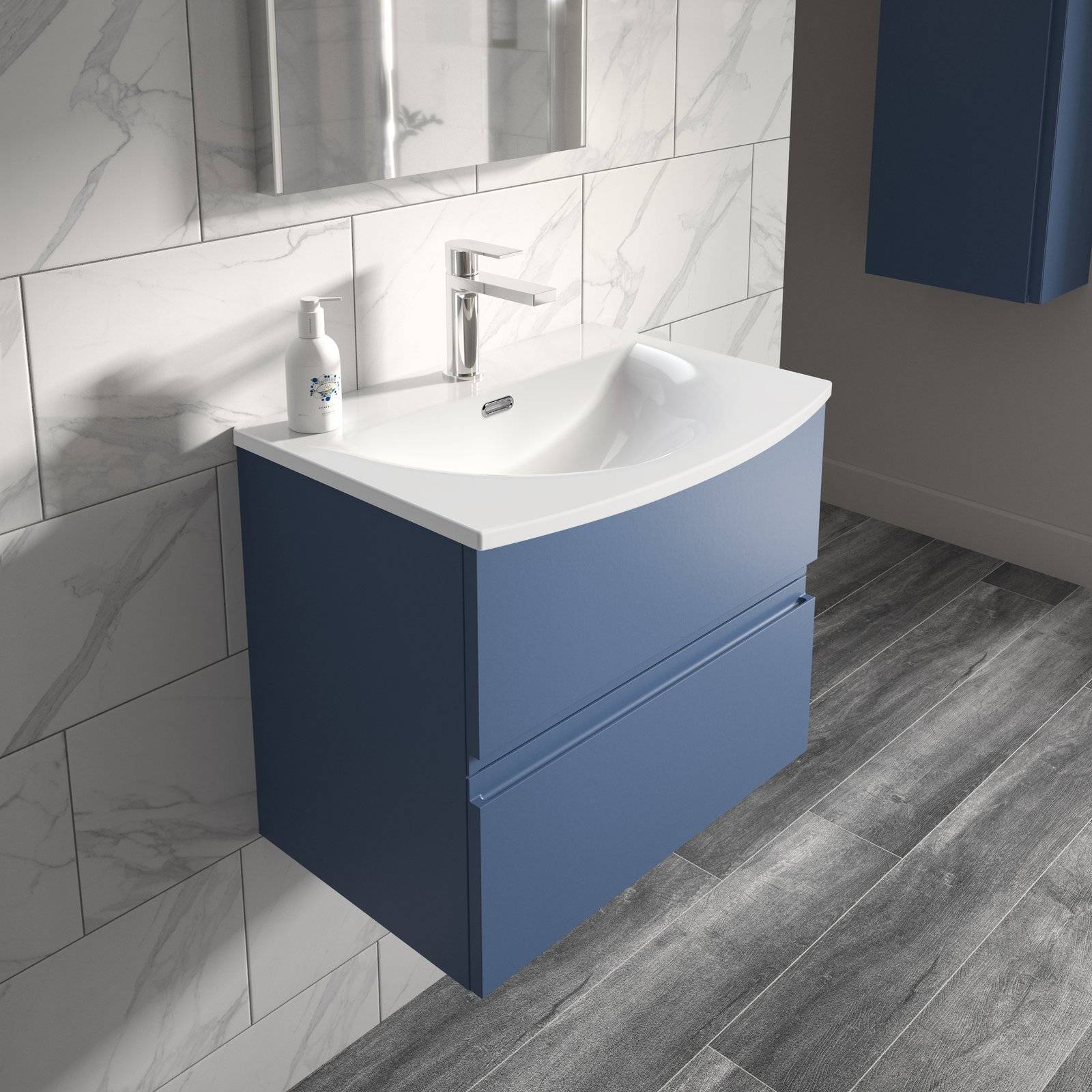 500 W/H 2-Drawer Unit & Basin 4 - Satin Blue