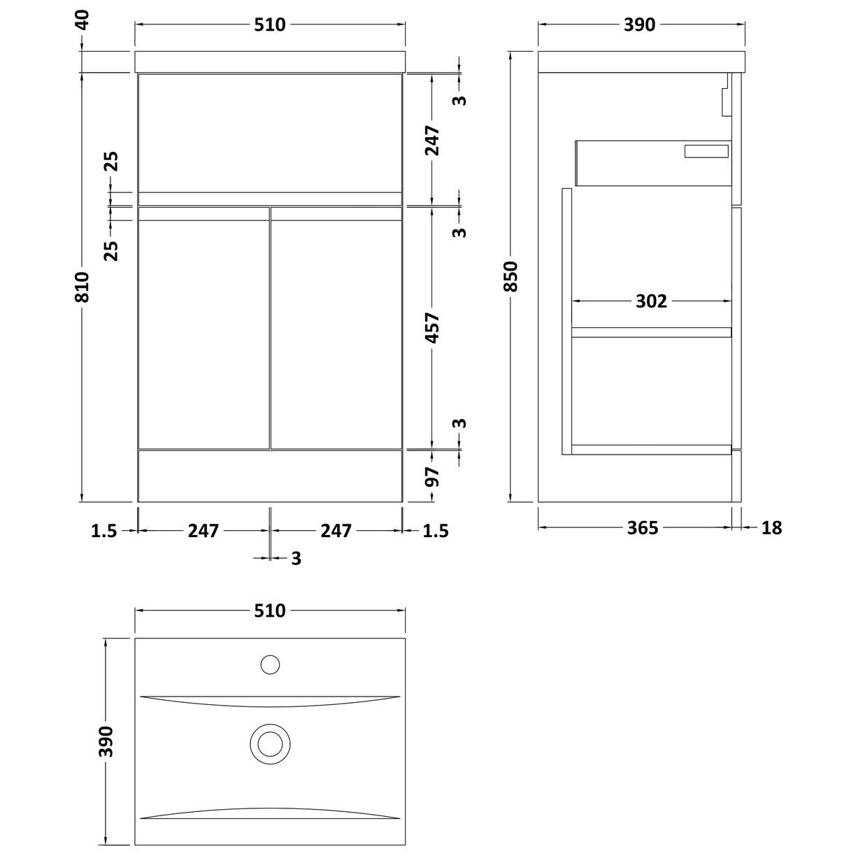 500 F/S 2-Door/Drawer Unit & Basin 1 - Satin Green