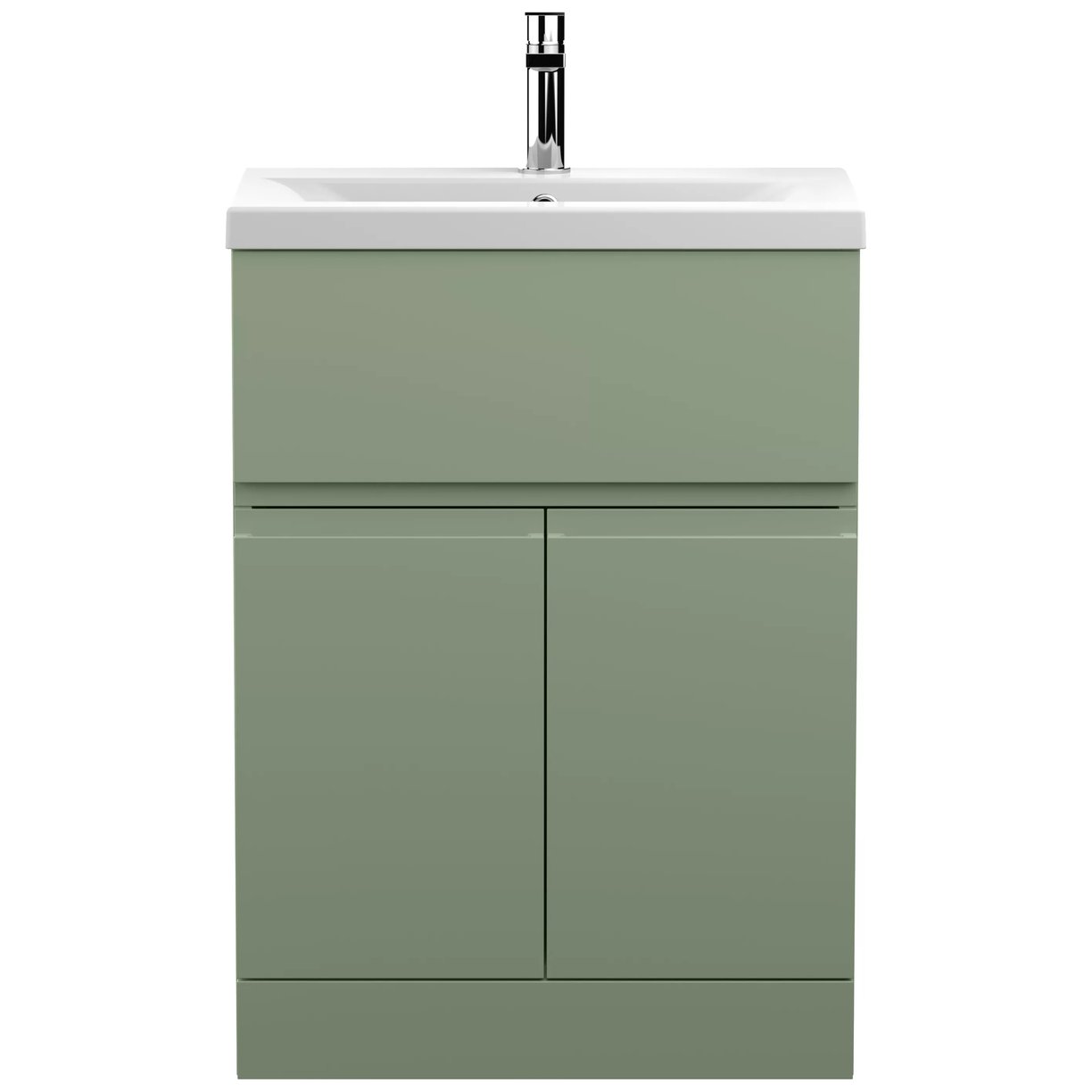 600 F/S 2-Door/Drawer Unit & Basin 1 - Satin Green
