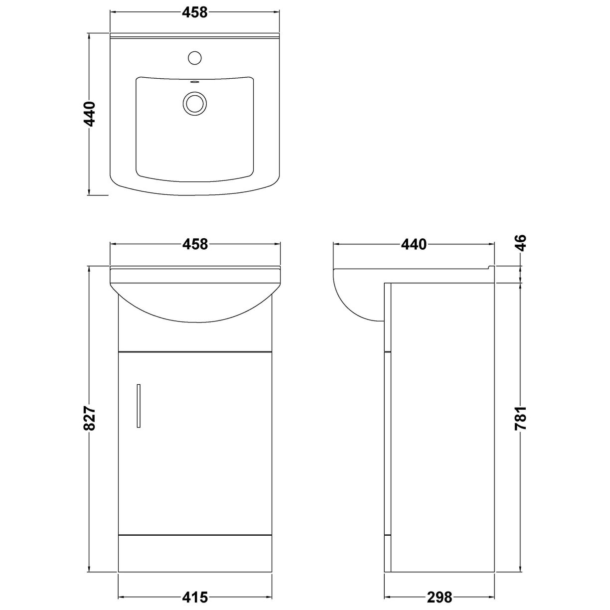 Mayford 450mm Basin & Cabinet - White Gloss