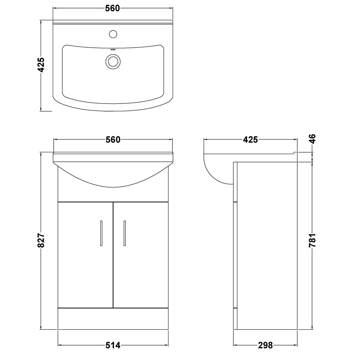 Mayford 550mm Basin & Cabinet - White Gloss