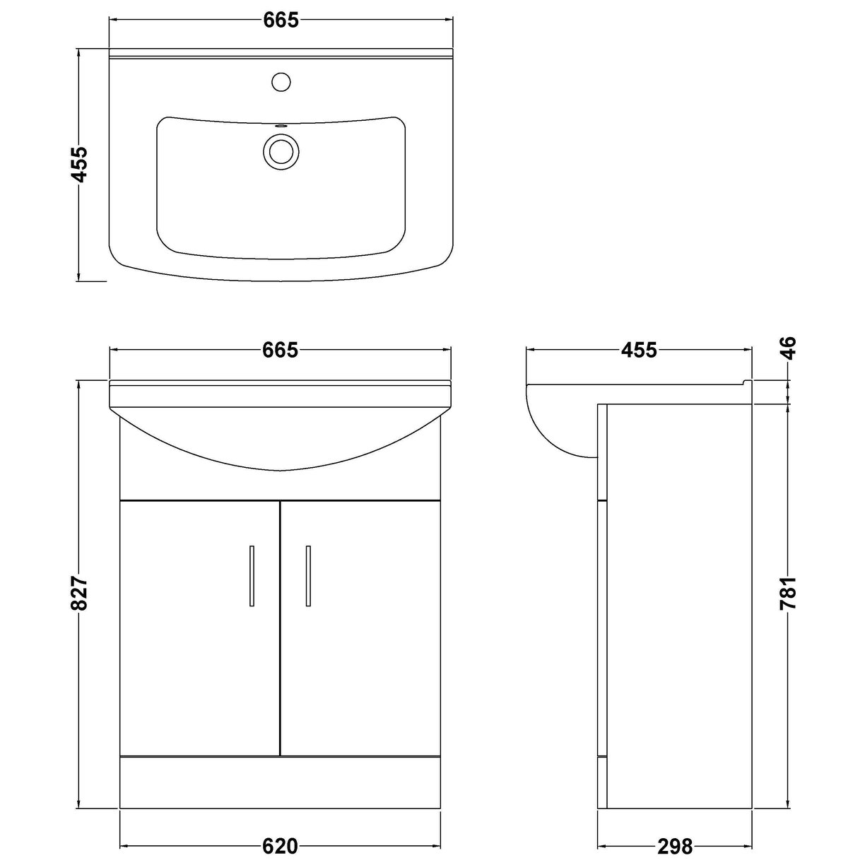 Mayford 650mm Basin & Cabinet - White Gloss