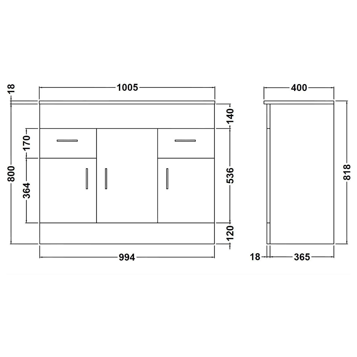 White Minimalist 1000mm Basin Unit - High Gloss White
