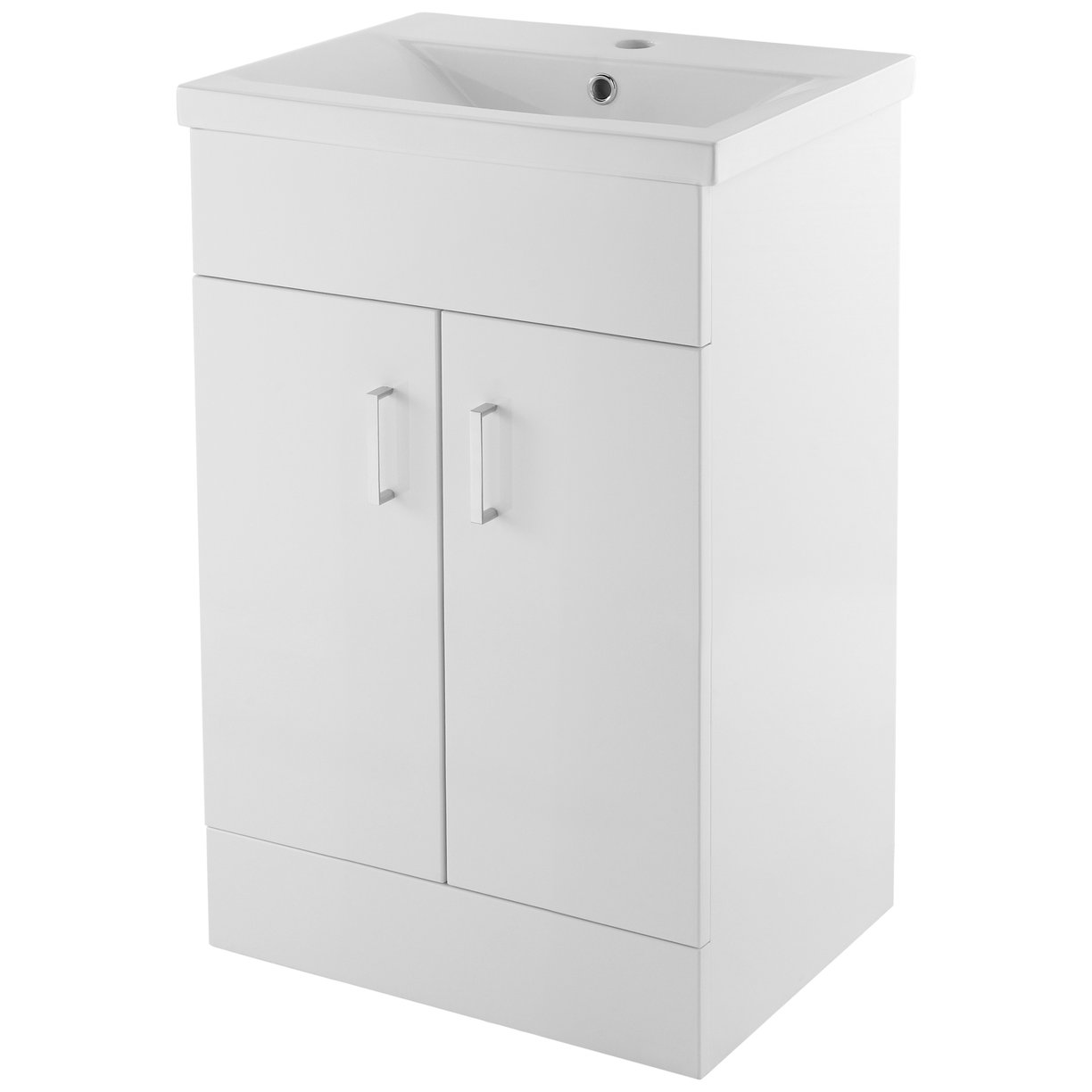 Floor Standing 500mm Cabinet & Basin 2 - High Gloss White
