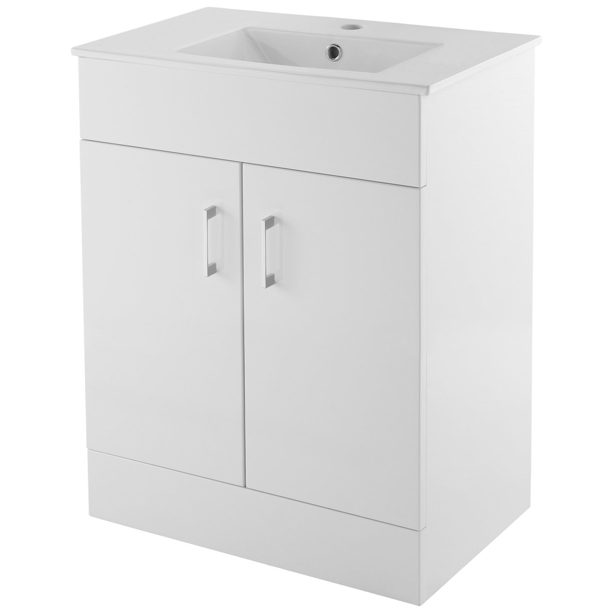 White Minimalist 600mm Basin Unit - High Gloss White