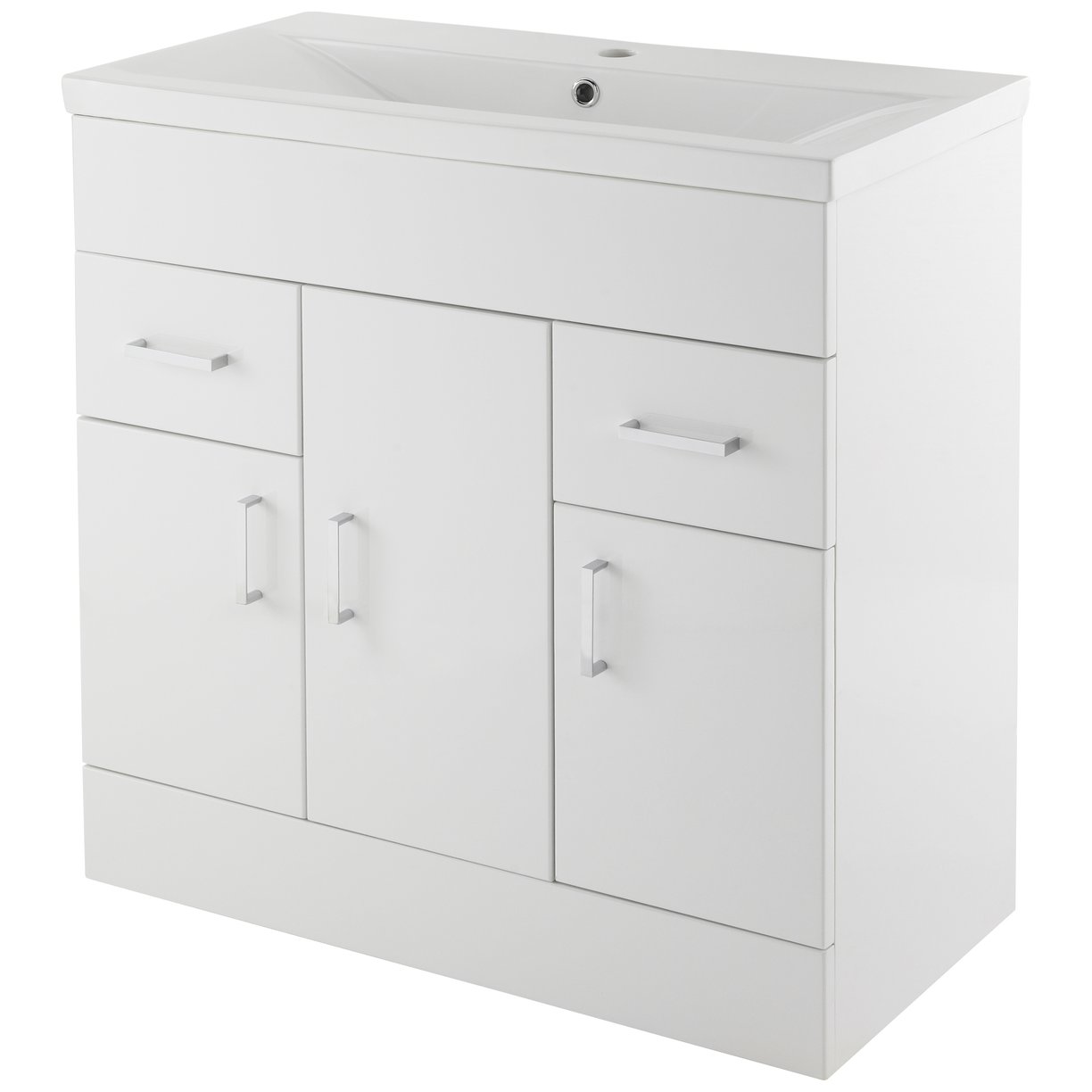 White Minimalist 800mm Basin Unit - High Gloss White