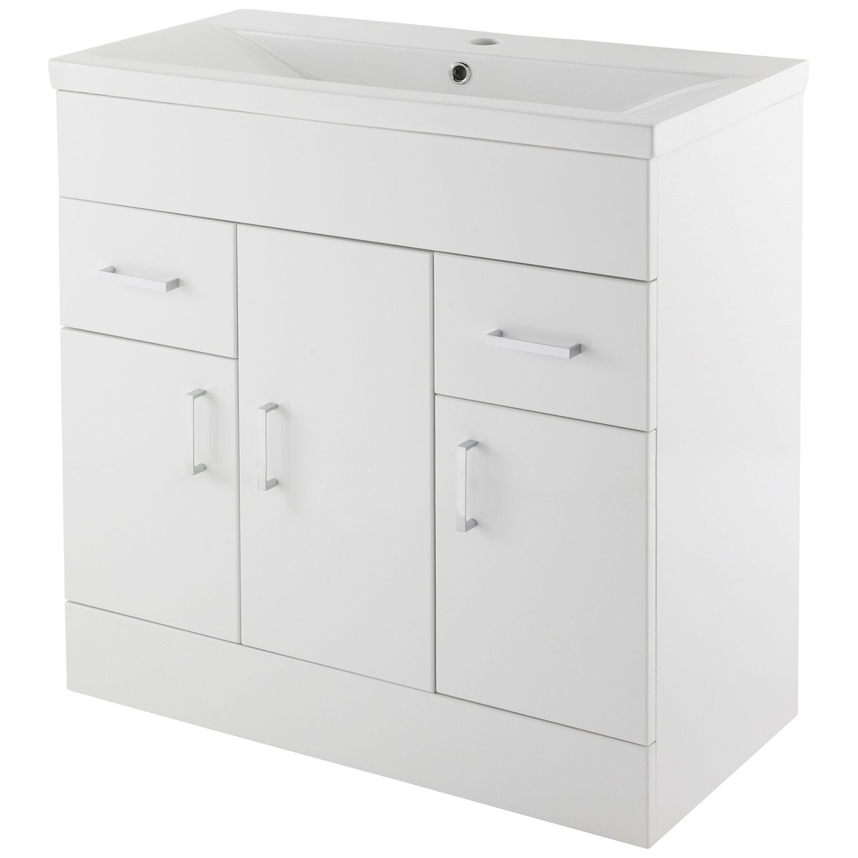 White Minimalist 800mm Basin Unit - High Gloss White