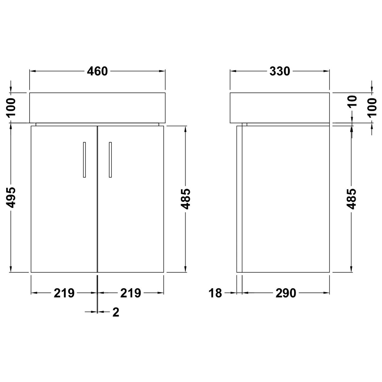 Checkers White 450mm W/H Basin Unit - White Gloss