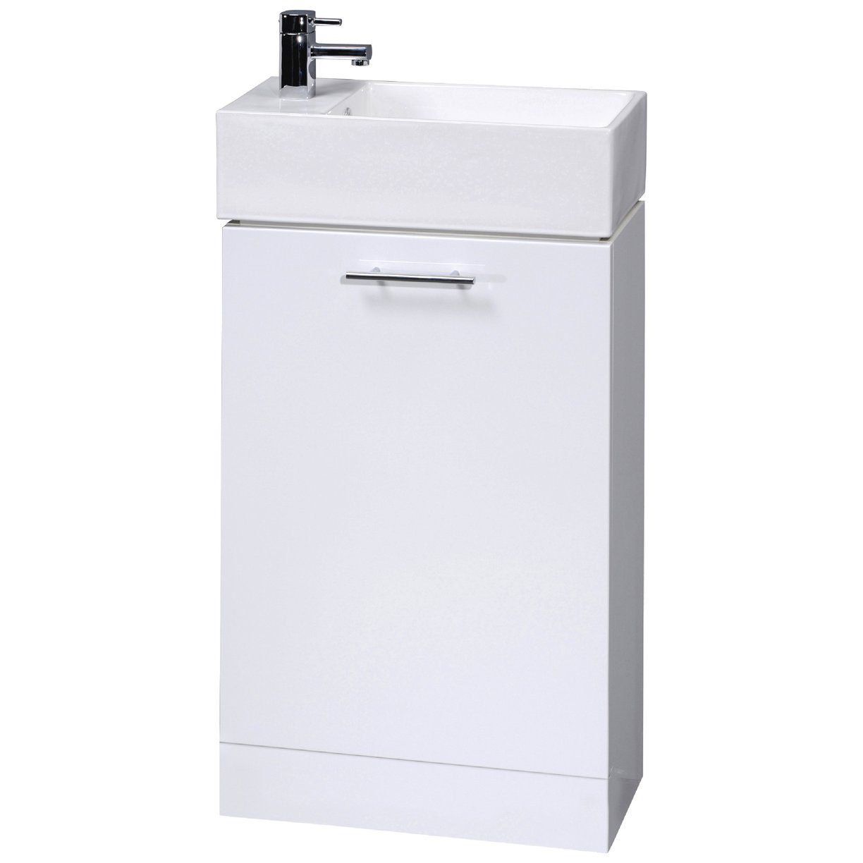 White Compact Cabinet & Basin - White Gloss