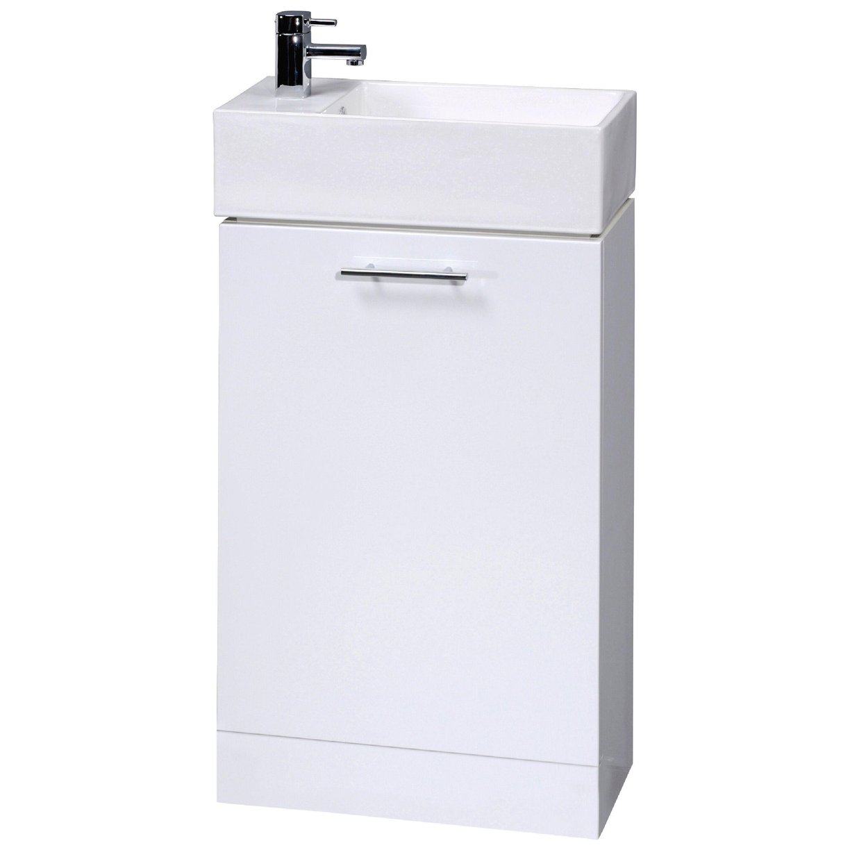 White Compact Cabinet & Basin - White Gloss