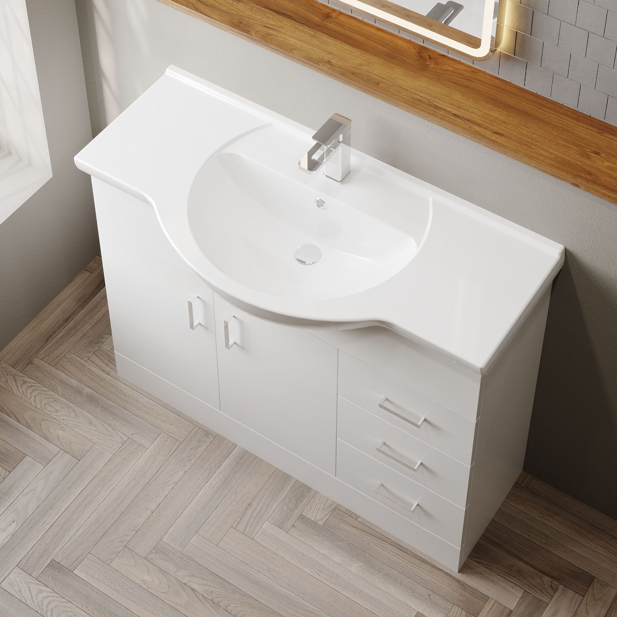 Mayford 1050mm Basin & Cabinet - White Gloss