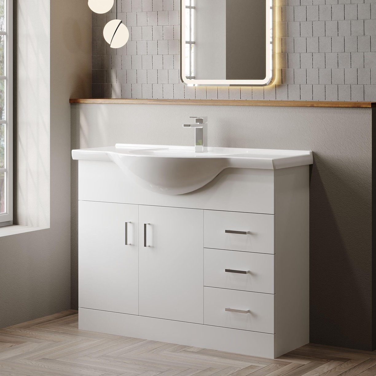 Mayford 1050mm Basin & Cabinet - White Gloss