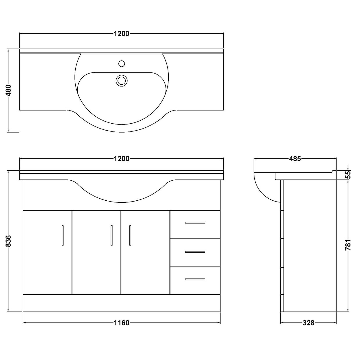 Mayford 1200mm Basin & Cabinet - White Gloss