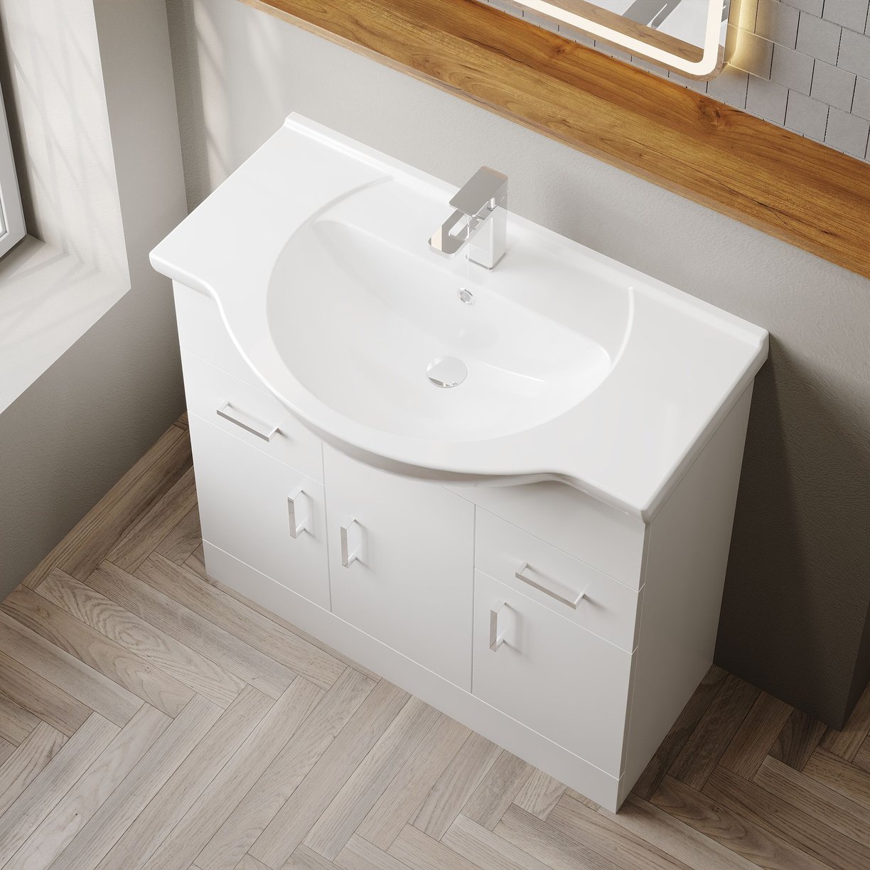 Mayford 850mm Basin & Cabinet - White Gloss