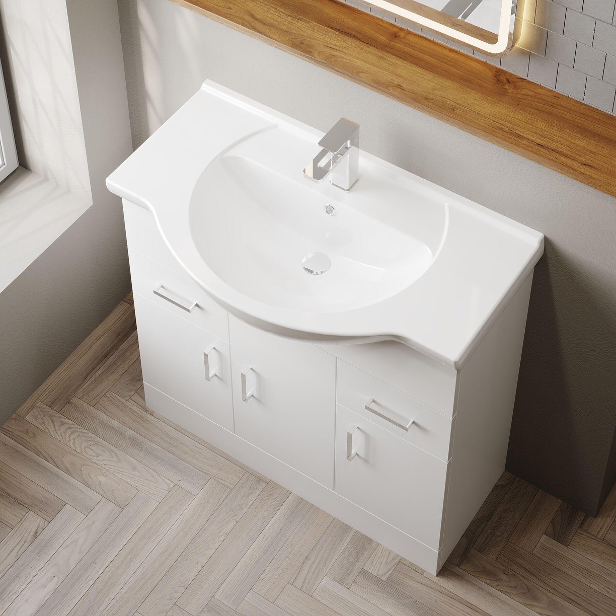 Mayford 850mm Basin & Cabinet - White Gloss