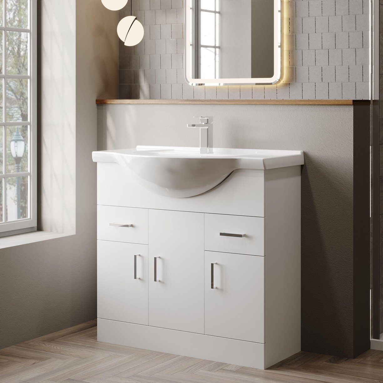 Mayford 850mm Basin & Cabinet - White Gloss