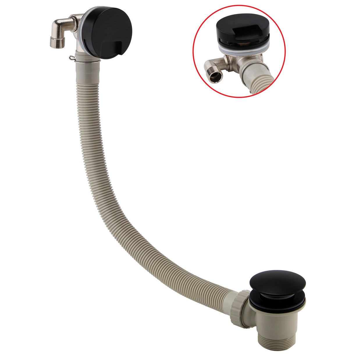 MOQ Overflow Filler Bath Wastes Round Overflow Filler Waste Matte Black