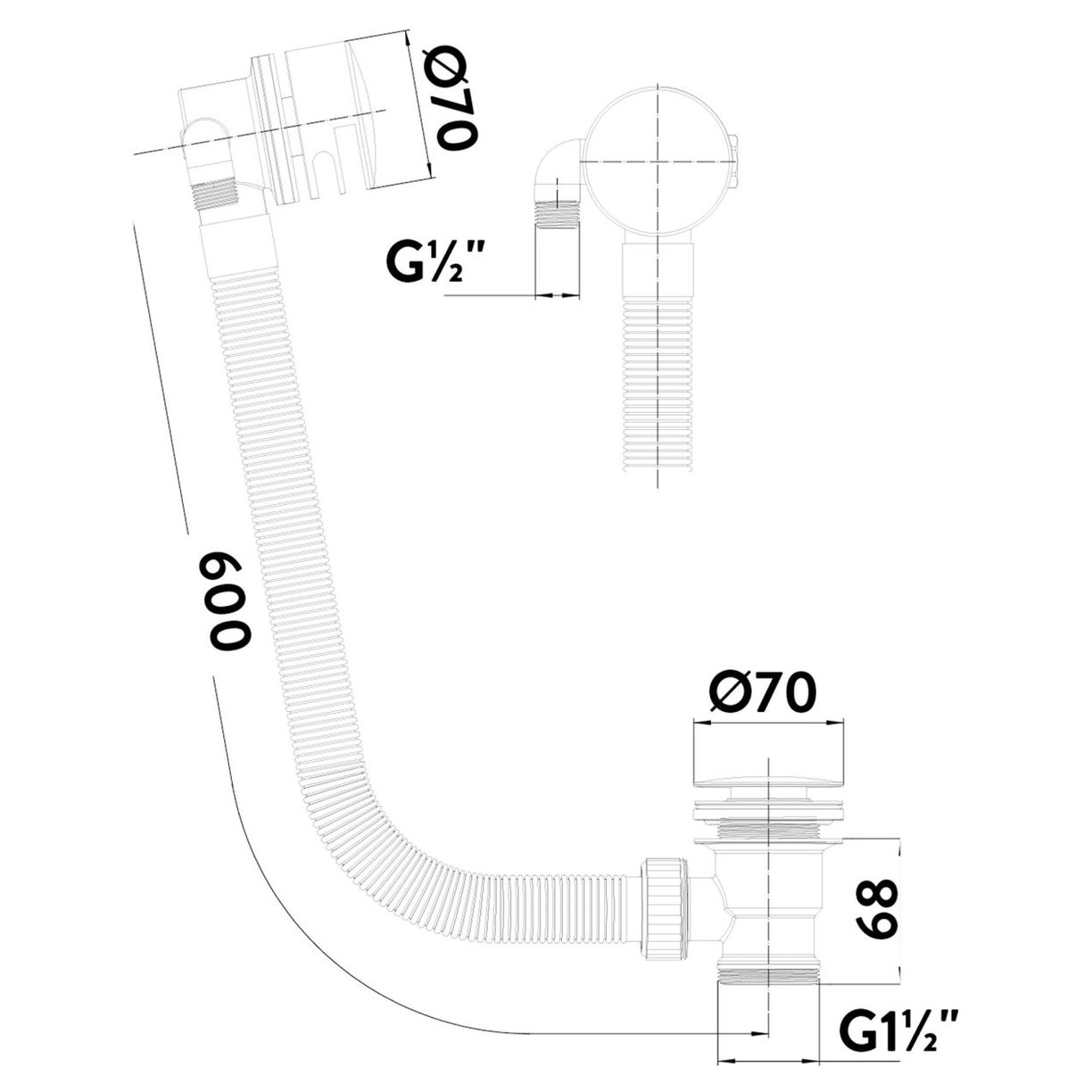 MOQ Complete Overflow Bath Filler Round Overflow Filler Brushed Brass