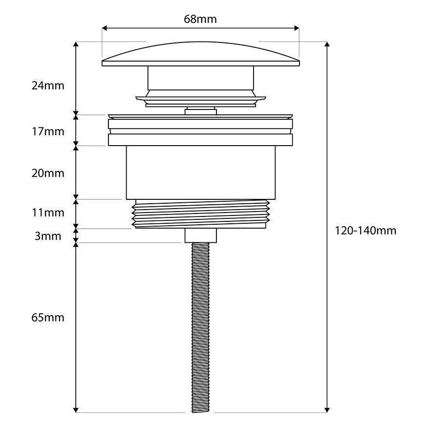 MOQ Universal Basin Waste, Chrome