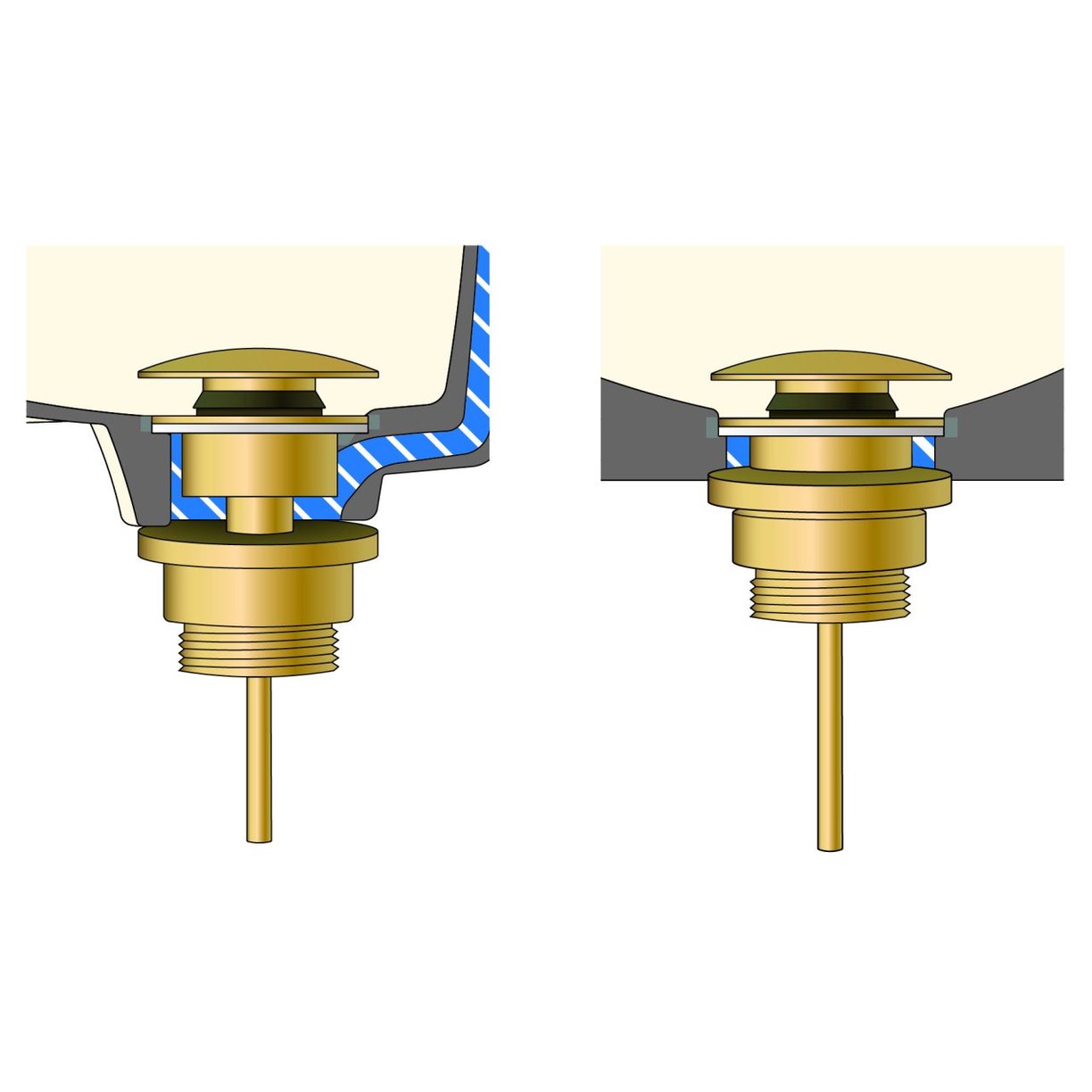 Universal Basin Waste, Brushed Brass