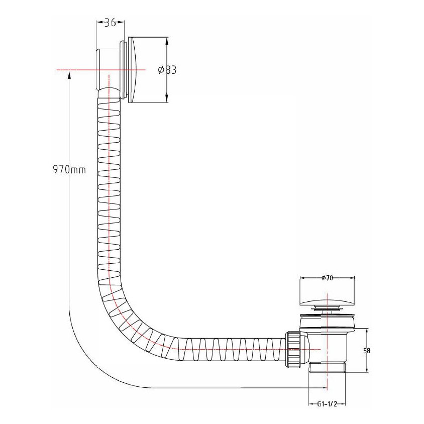 MOQ Easy Clean Bath Waste Gunmetal