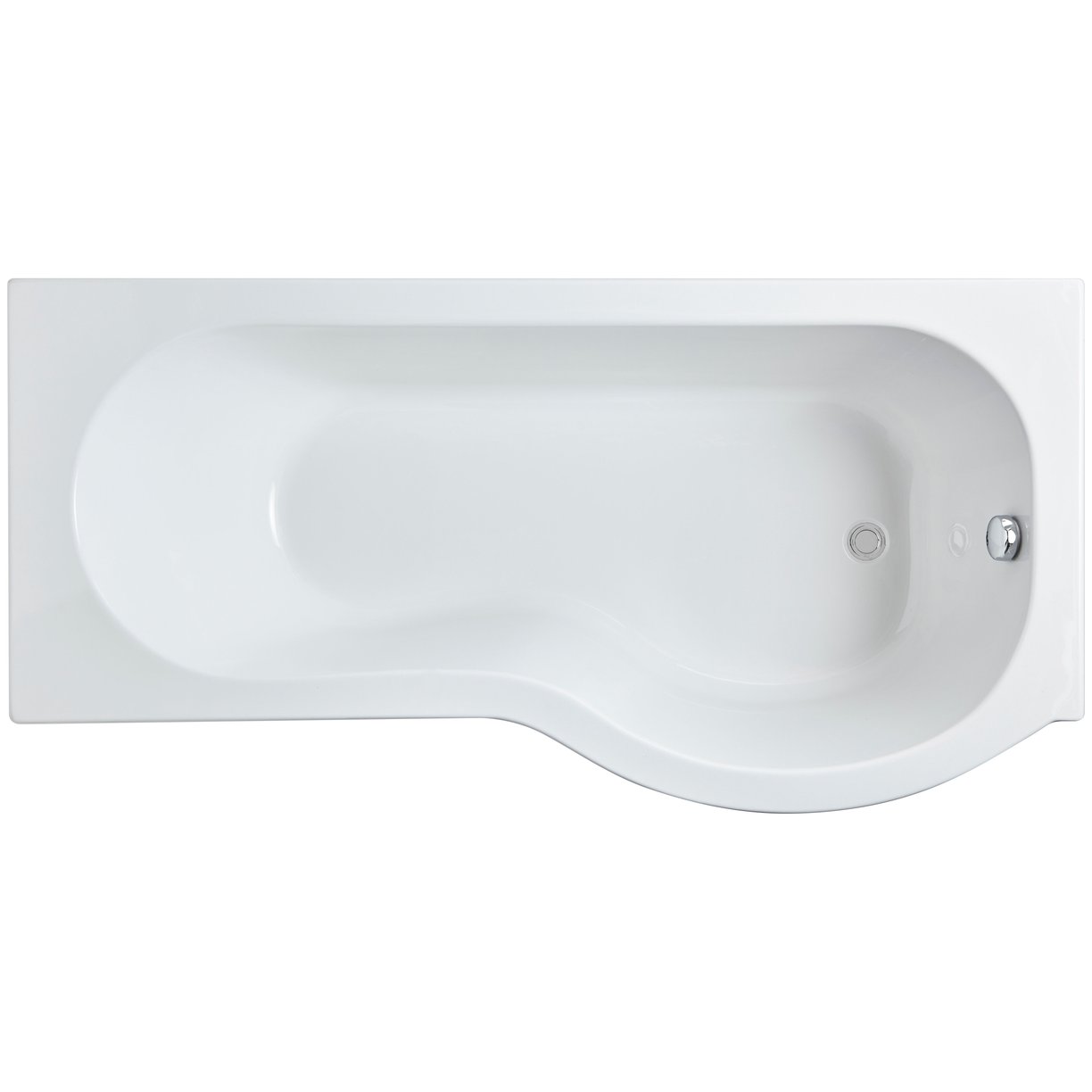 1600mm P Shaped Shower Bath RH - White