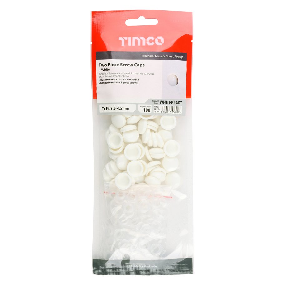 Two Piece Screw Caps - White