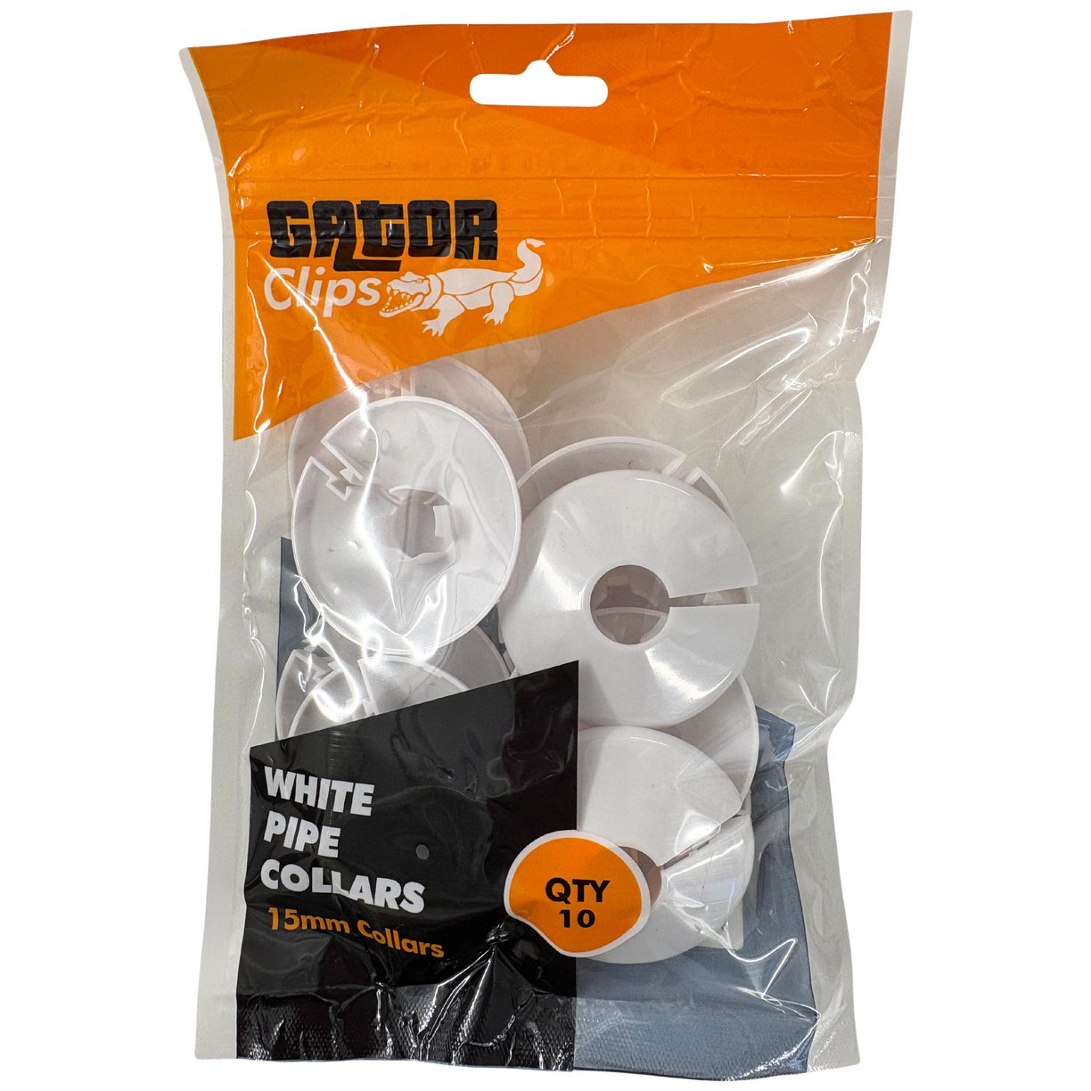 White Pipe Collars 15mm (Pack of 10 - Sold In Singles)