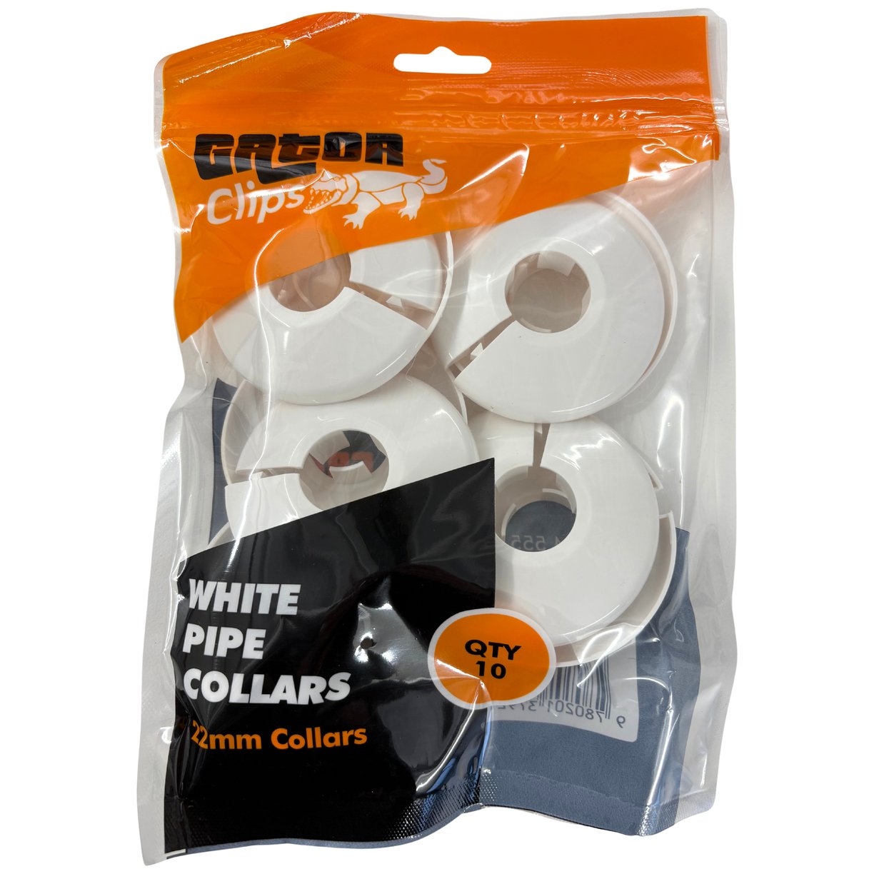 White Pipe Collars 22mm (Pack of 10 - Sold In Singles)