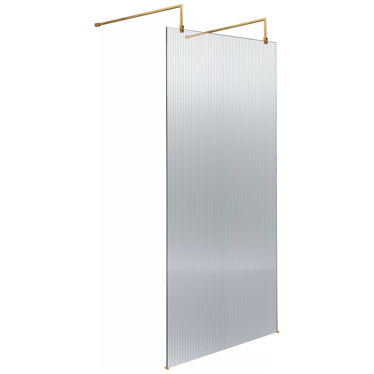900 Fluted Wetroom Screen With Arms And H Feet - Brushed Brass