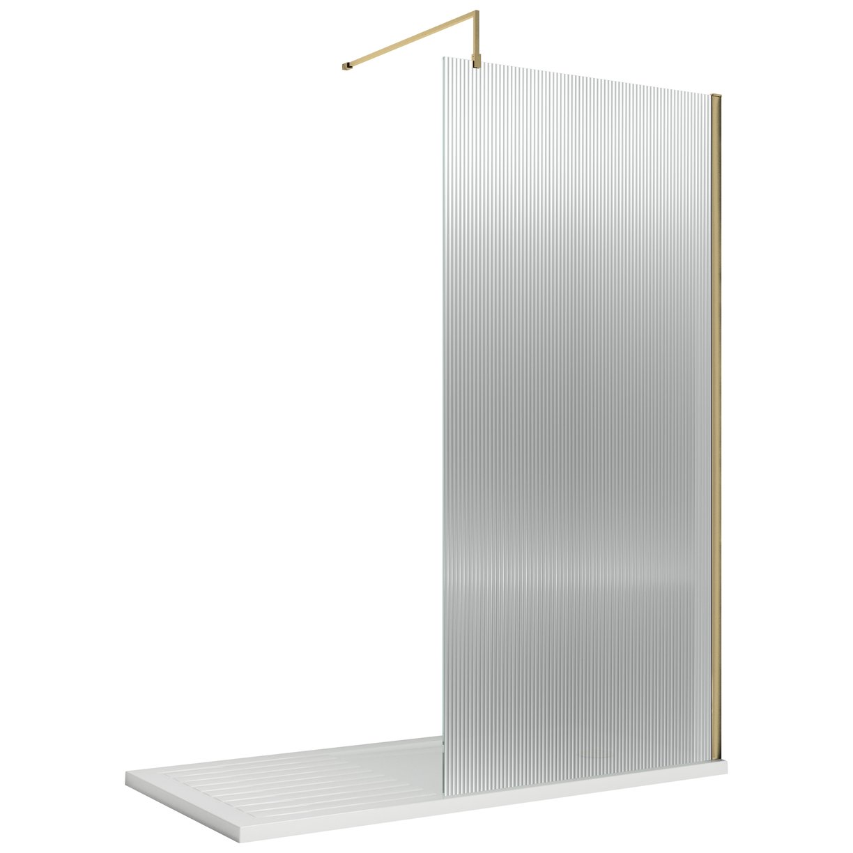 1000 x 1850mm Fluted Wetroom Screen Inc' BAR - Brushed Brass