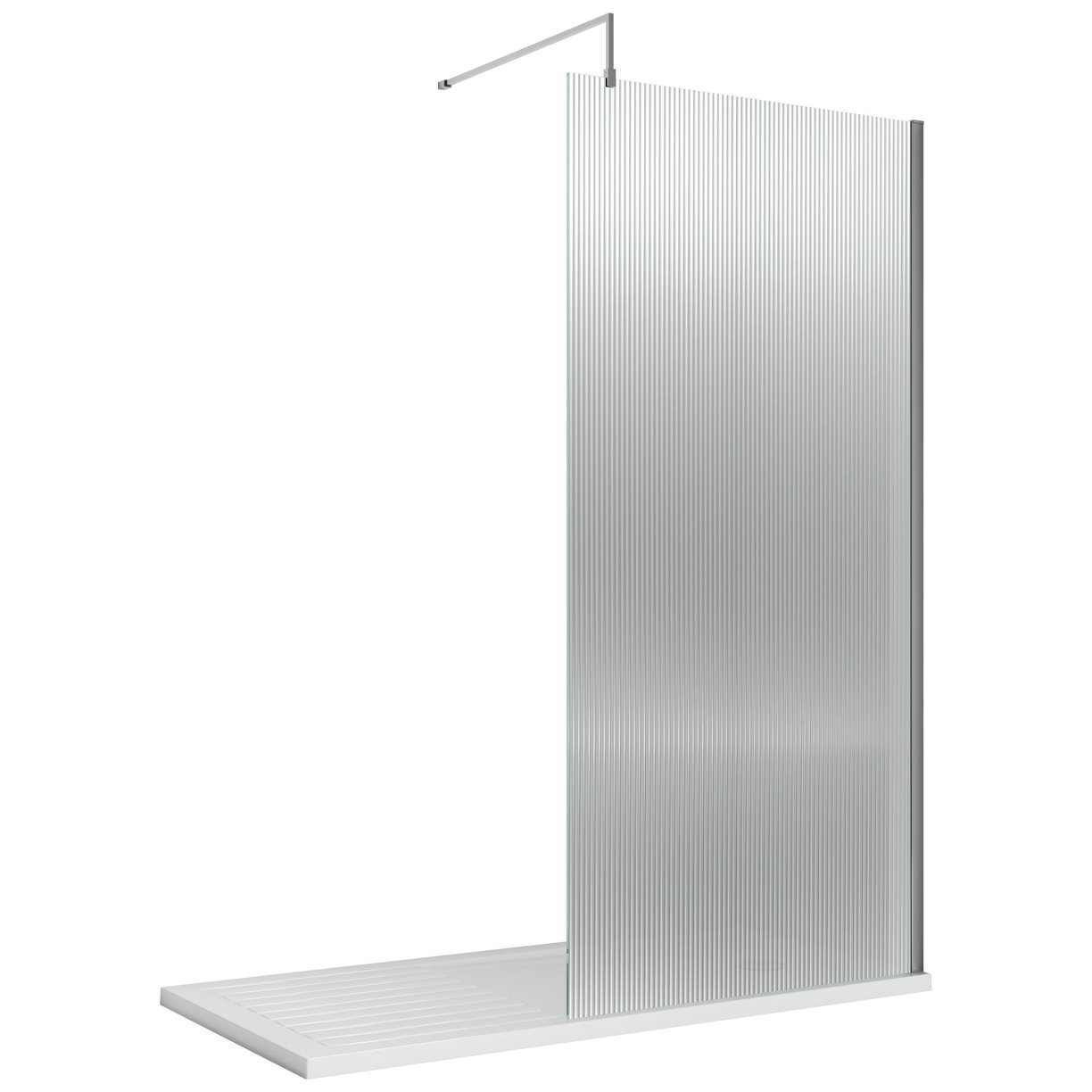 800 x 1850mm Fluted Wetroom Screen Inc' BAR - Chrome