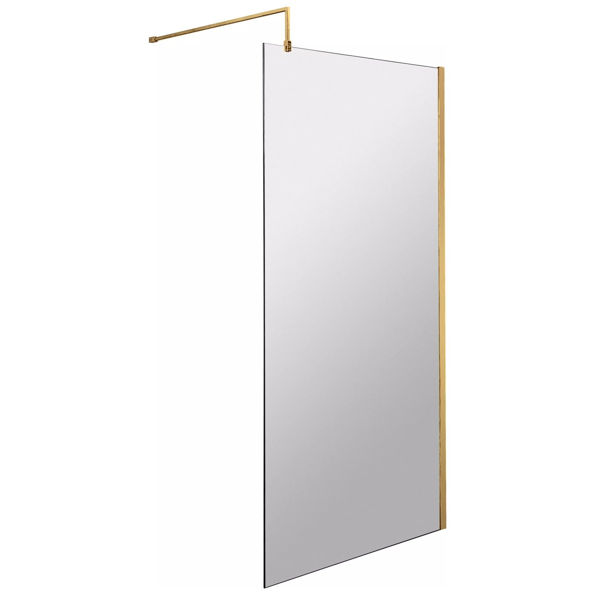 800Mm Wetroom Screen With Brass Support Bar - Brushed Brass