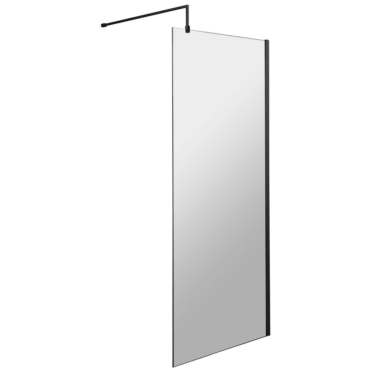 700mm Wetroom Screen With Support Bar - Matt Black
