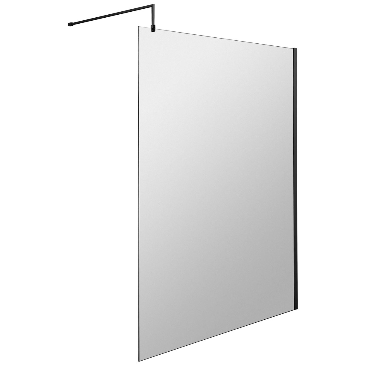 1200mm Wetroom Screen With Support Bar - Matt Black