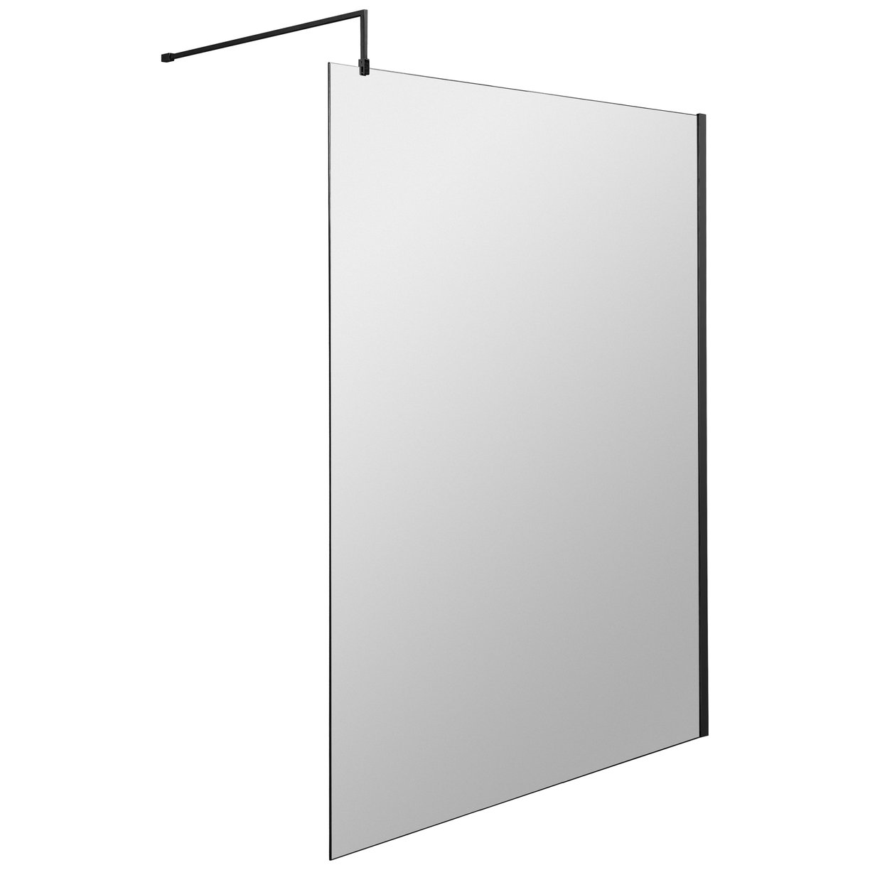 1400mm Wetroom Screen With Support Bar - Matt Black