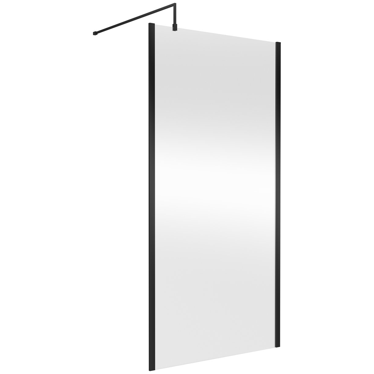 1000mm Wetroom Screen With Support Bar - Matt Black