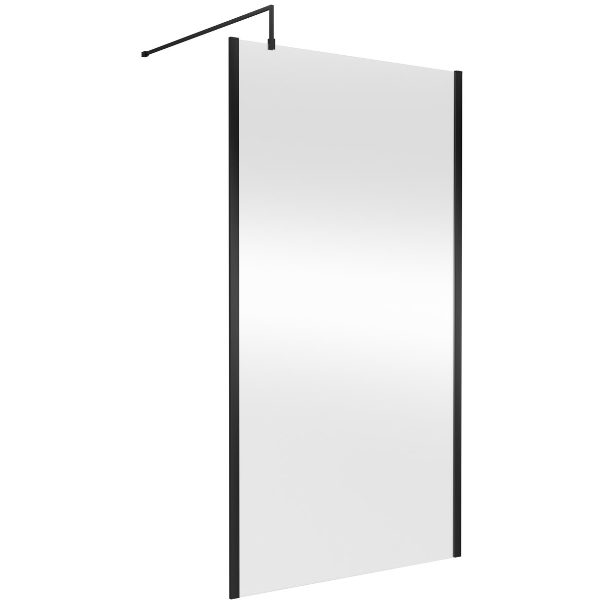 1100mm Wetroom Screen With Support Bar - Matt Black