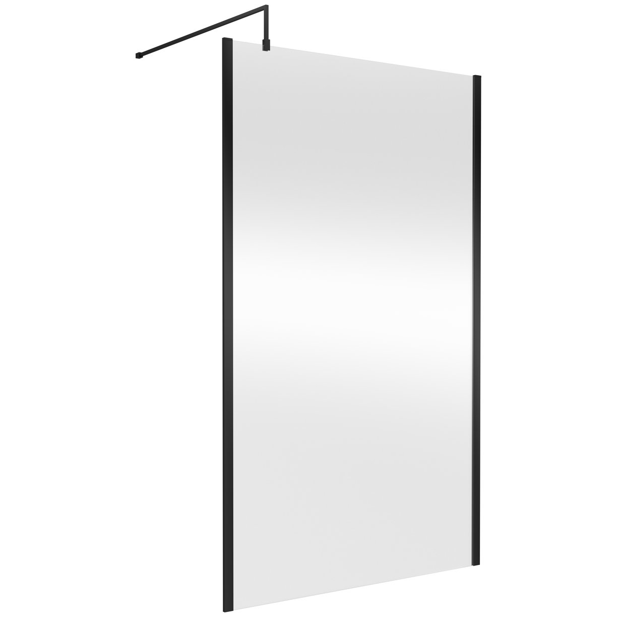 1200mm Wetroom Screen With Support Bar - Matt Black
