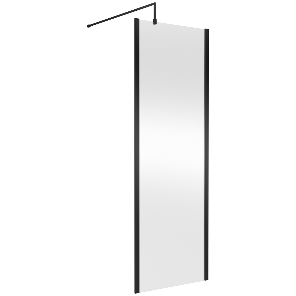 700mm Wetroom Screen With Support Bar - Matt Black