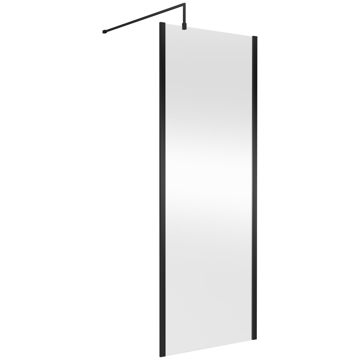 760mm Wetroom Screen With Support Bar - Matt Black