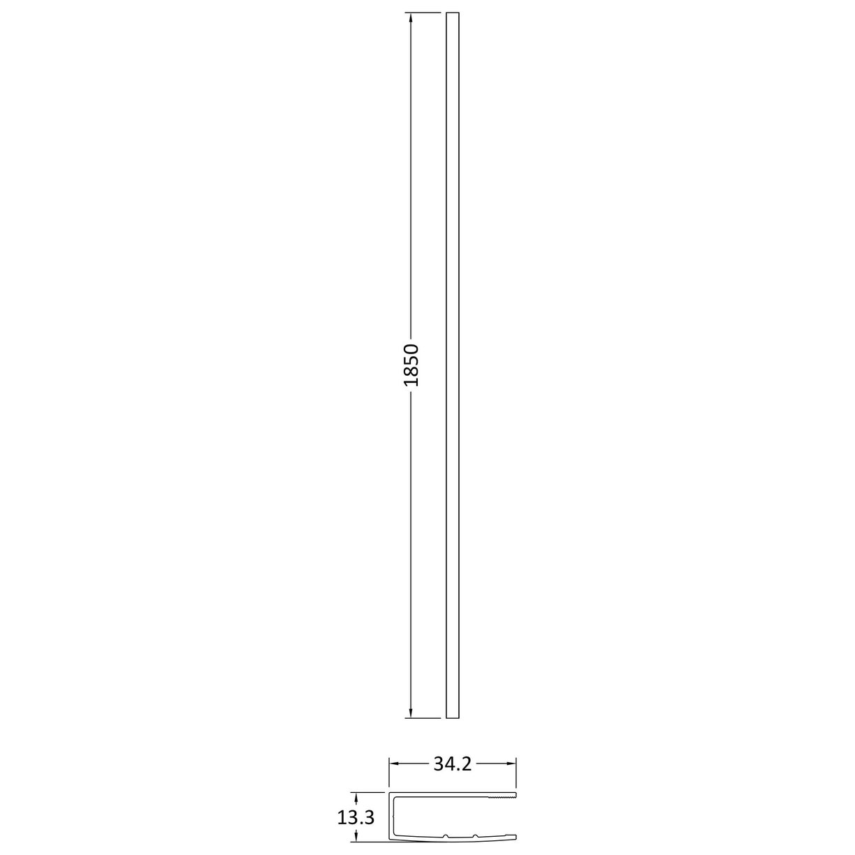 Wetroom Wall Channel 1850mm Brass - Brushed Brass