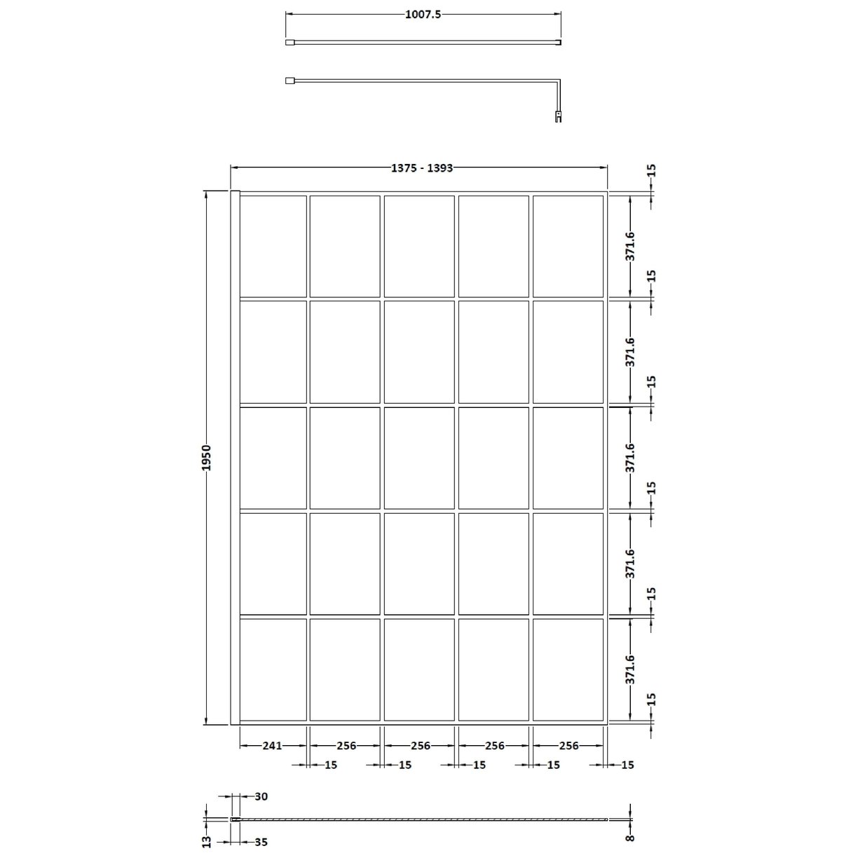 1400Mm Framed Wetroom Screen - Matt Black