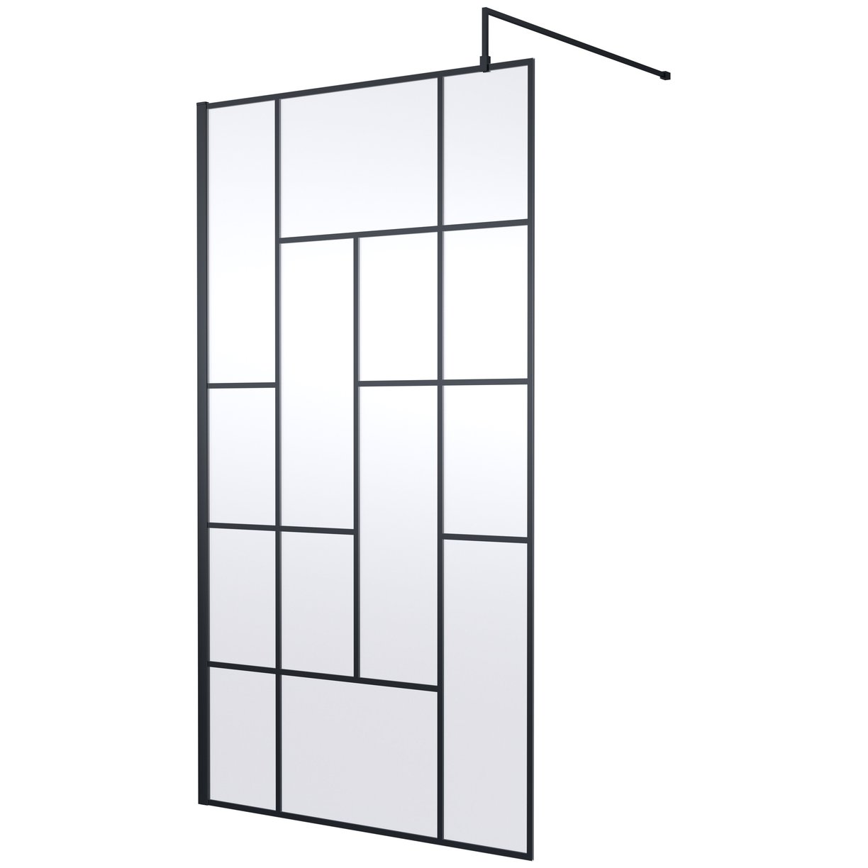 1100 Abstract Wetroom Screen - Matt Black