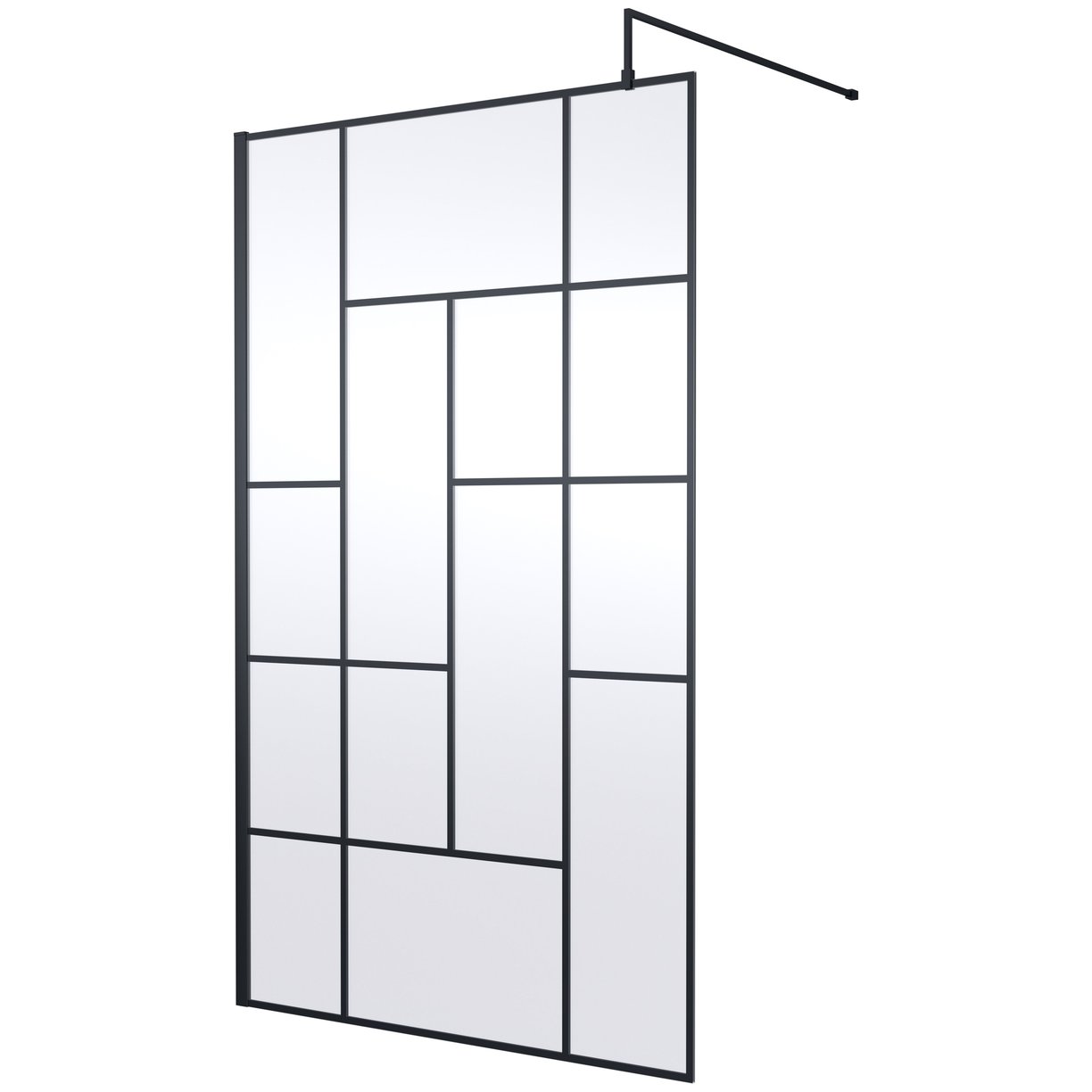 1200 Abstract Wetroom Screen - Matt Black