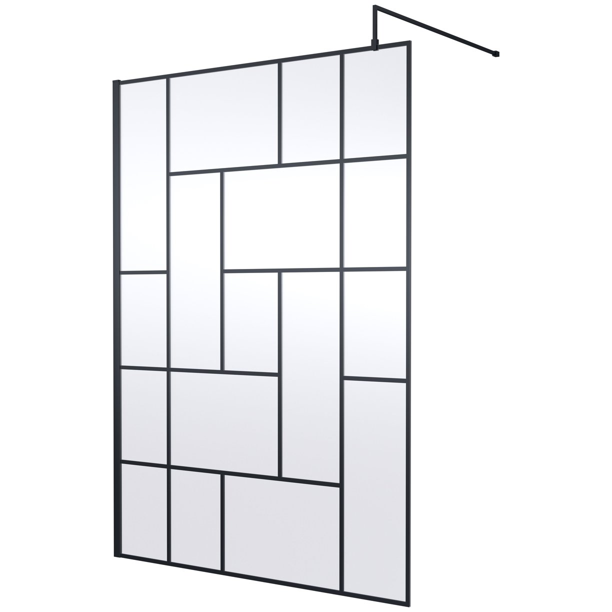 1400 Abstract Wetroom Screen - Matt Black