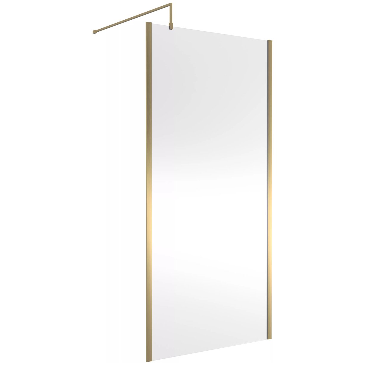 1000Mm Outer Framed Wetroom Screen With Support Bar  - Brushed Brass