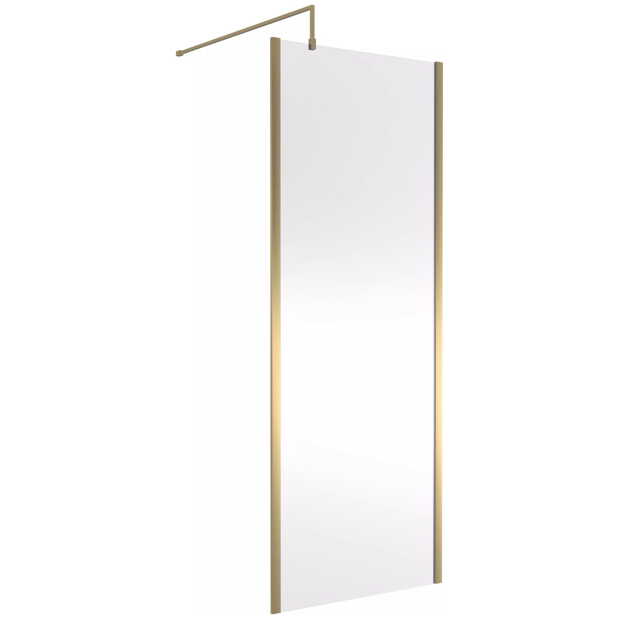 800Mm Outer Framed Wetroom Screen With Support Bar  - Brushed Brass